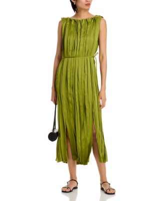 Sleeveless Satin Panel Midi Dress