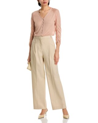 Ruched Sleeve Cropped Cardigan
