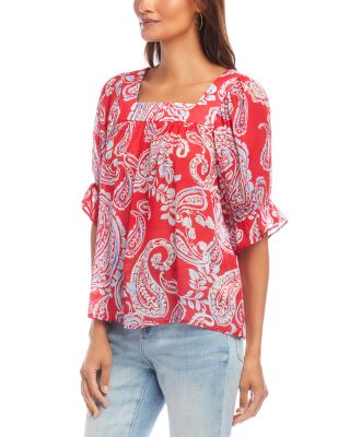 Ruffle Sleeve Square Neck Top