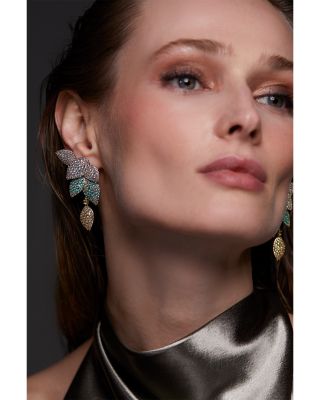 Starlet Crystal Leaf Linear Earrings