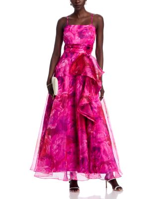 Ruffled Side Slit Gown