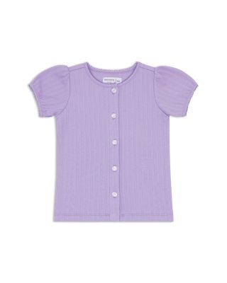 Minnow - Girls' Puff Sleeved Pointelle Shirt - Baby, Little Kid, Big Kid