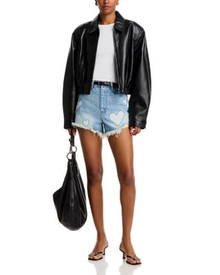 High Rise Reeve Patchwork Denim Shorts in From The Heart