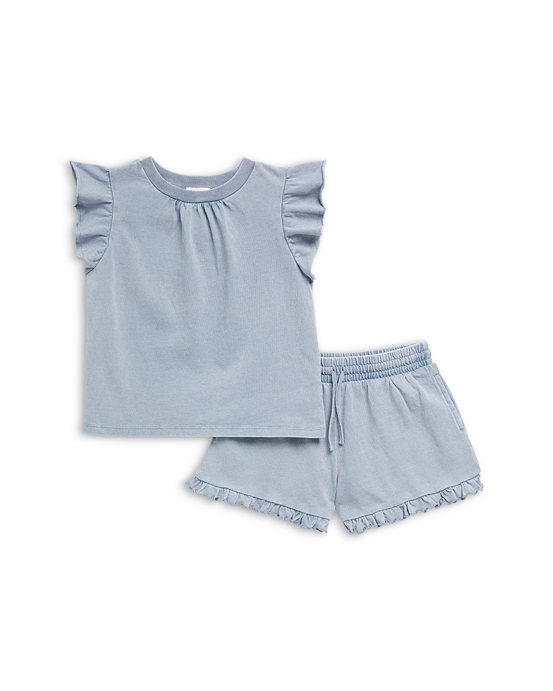 Splendid Girls' Indigo Top & Shorts Set - Little Kid In Gray