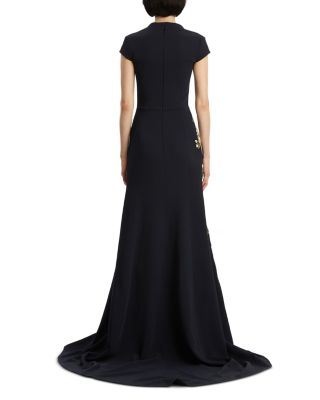 Short Sleeve Embroidered Cherry Blossom Gown