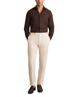 Ruban Long Sleeve Button Front Linen Shirt