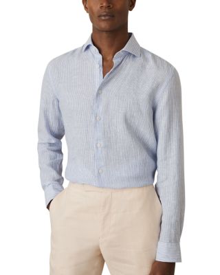 Ruban Long Sleeve Button Front Linen Shirt