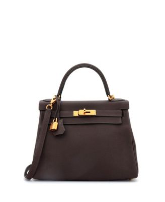 Pre-Owned HERMÈS - Kelly 28 Handbag Brown Togo with Gold Hardware