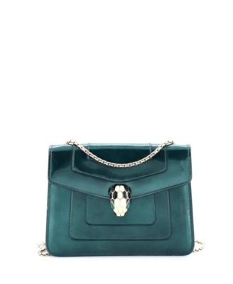 Pre-Owned Bvlgari Small Serpenti Forever Square Shoulder Bag Metallic Leather