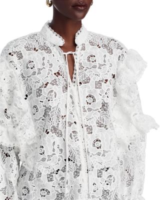 Ruffle Trim Lace Blouse