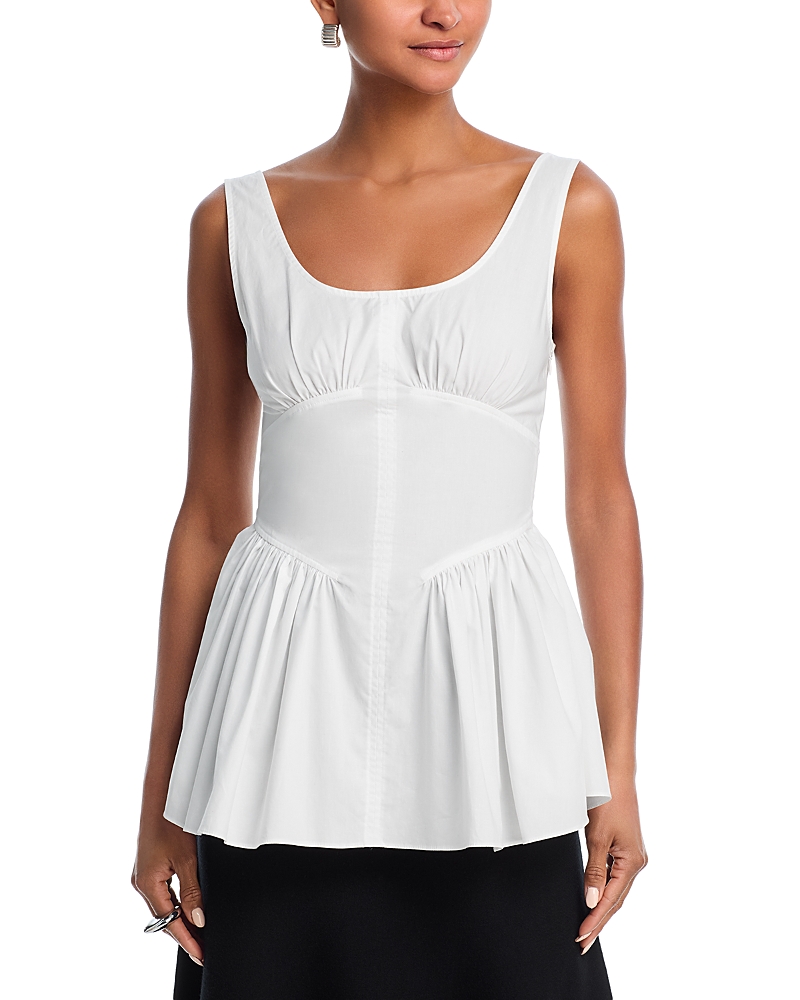 Proenza Schouler White Label Bader Top In Stretch Poplin White In White