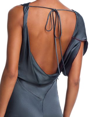 Asymmetric Draped Midi Dress