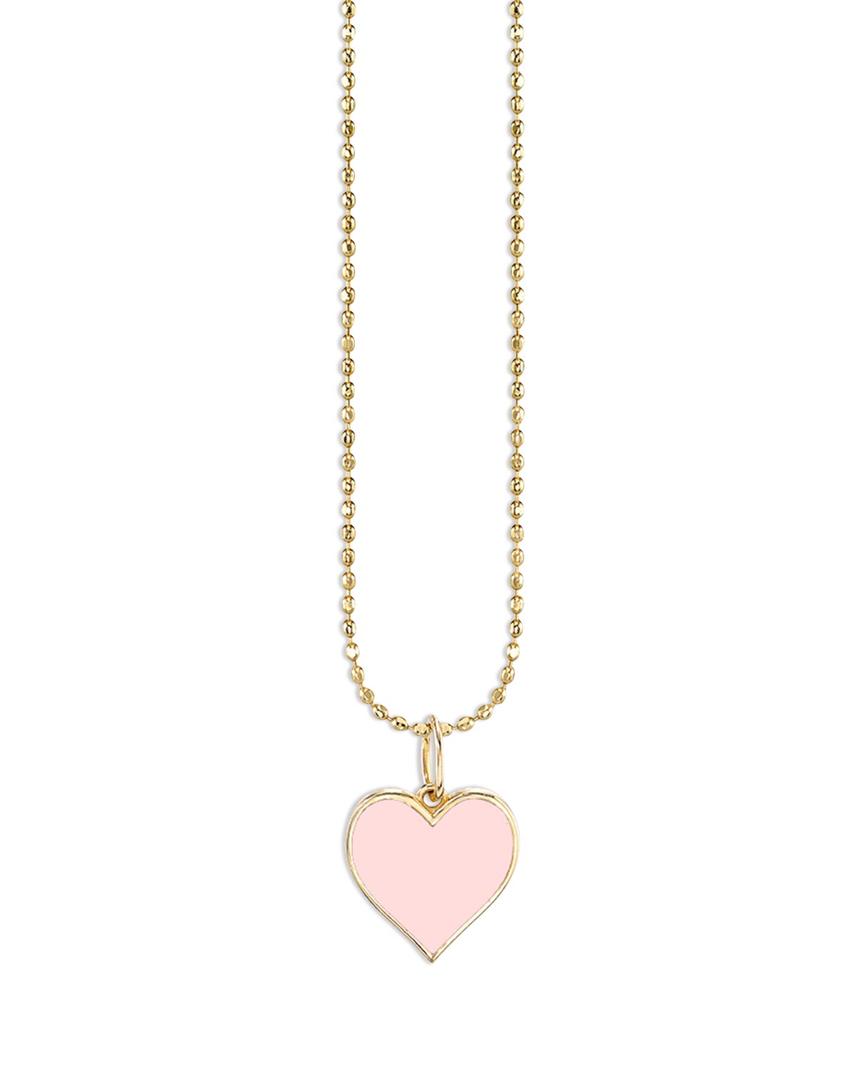 14K Yellow Gold Pink Heart Pendant Necklace, 14"-16"