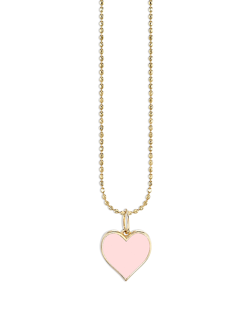 Sydney Evan 14K Yellow Gold Pink Heart Pendant Necklace, 14