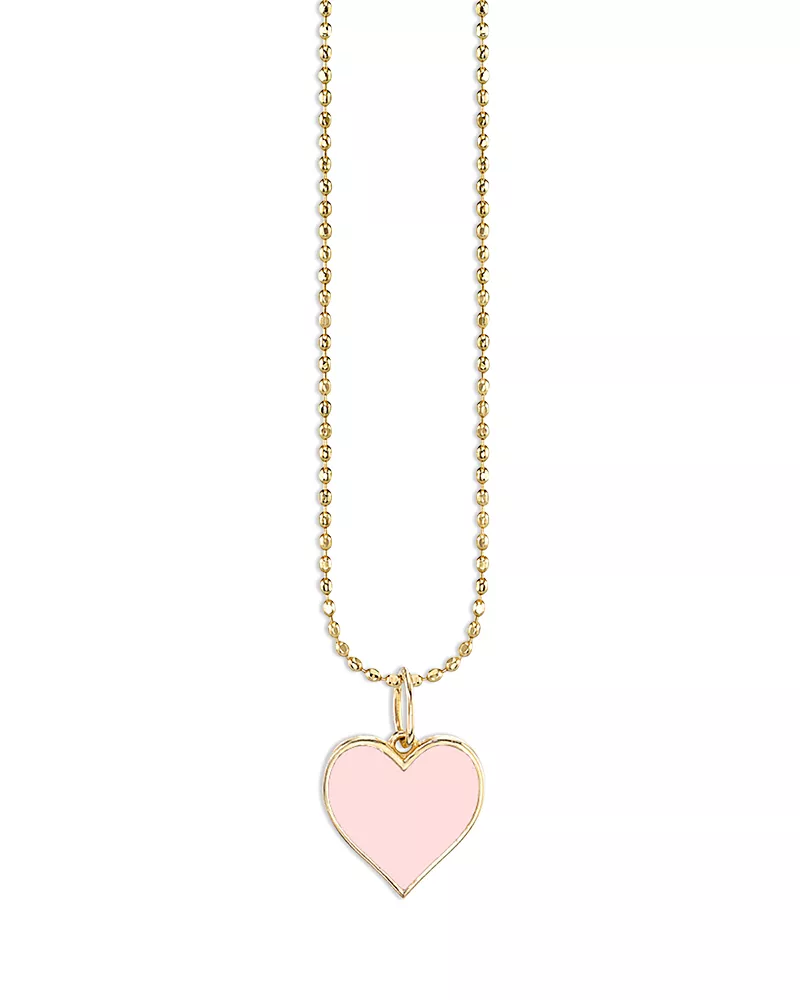 Sydney Evan 14K Yellow Gold Pink Heart Pendant Necklace, 14