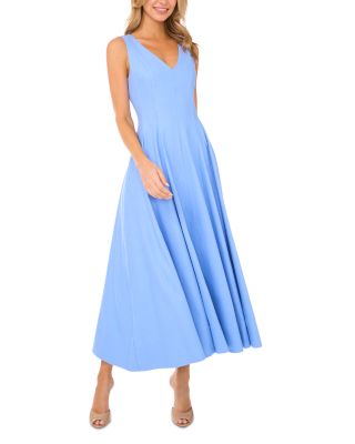 Sleeveless V Neck Pleated Maxi Dress