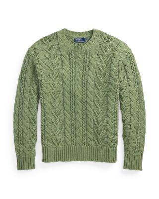 Cotton Blend Fisherman&#39;s Sweater