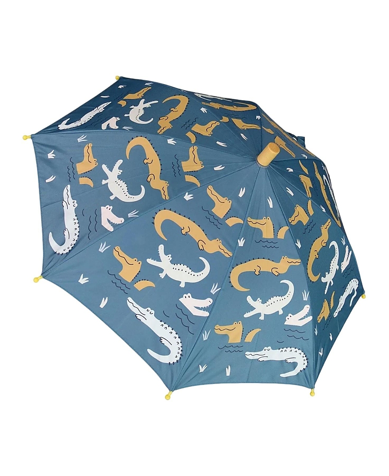 Deux Par Deux Unisex Blue Umbrella With Crocodiles That Change Color Upon Contact With Water - Littl In Blue