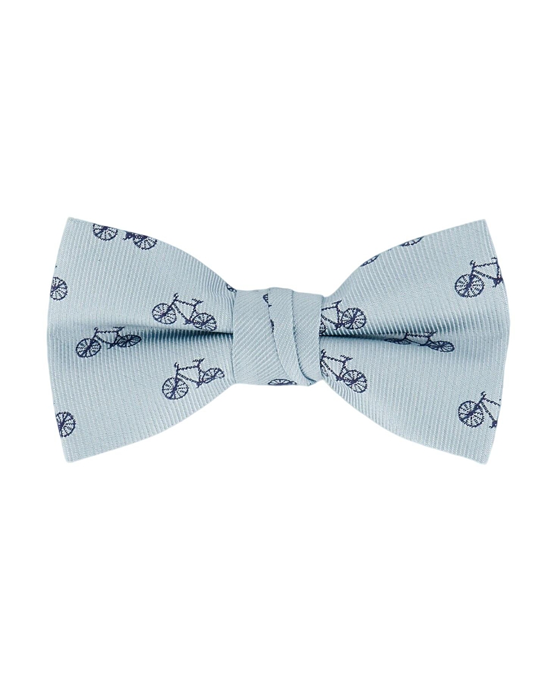 Deux Par Deux Boy's Bow Tie Pale Blue With Bicycle