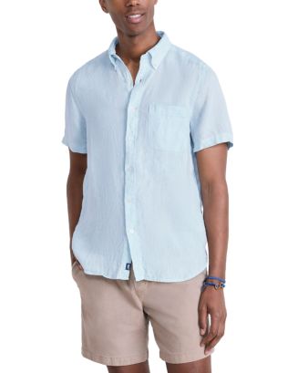 Vineyard Vines Men's Linen Short-Sleeve Solid Shirt, Jake Blue