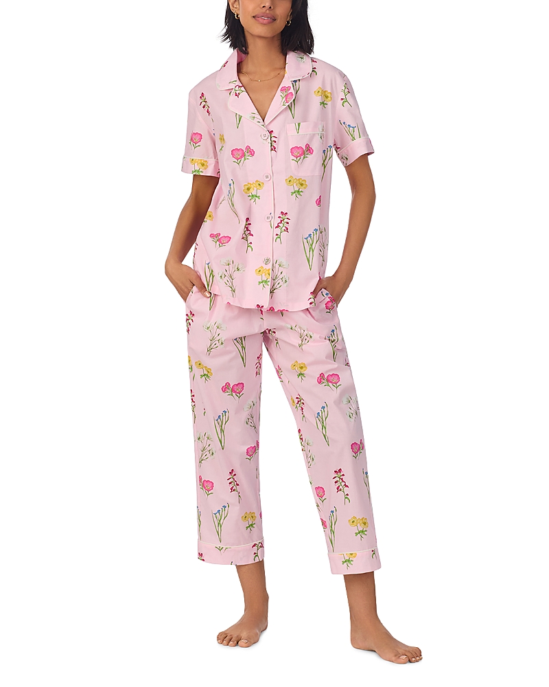 Bedhead Pajamas Print Stretch Organic Cotton Jersey Crop Pajamas In Pink