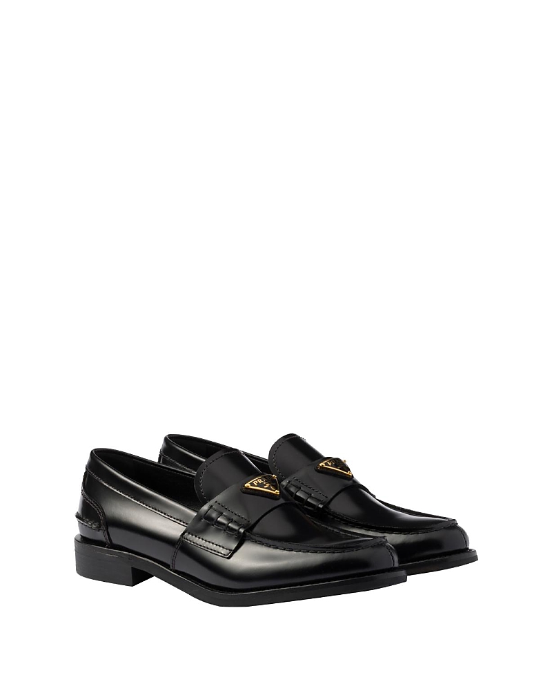 Prada Loafer Aus Gebürstetem Leder In Black