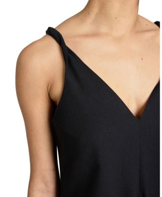  Kourt Asymmetric Sleeveless Linen Blend Midi Billow Dress
