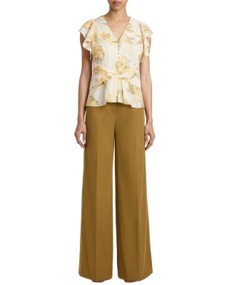 LILY Wide Leg Pants with Slanted Side Pockets in Stretch Cotton