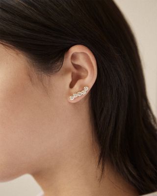 Vera Cubic Zirconia Climber Earrings in Gold Tone