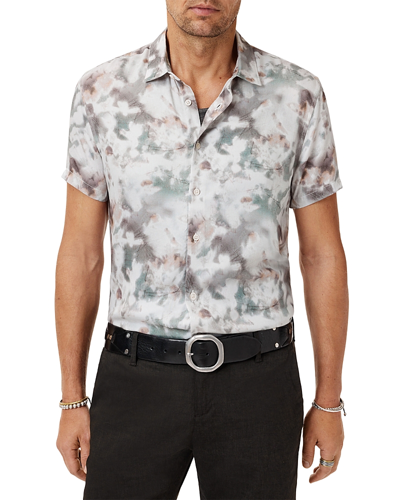 John Varvatos Sean Regular Fit Twine Print Short Sleeve Shirt In Gray