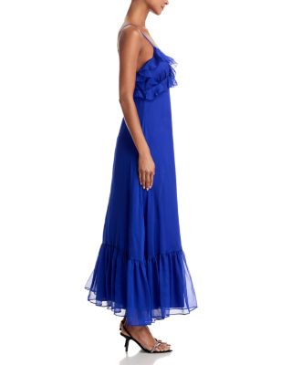 Ruffled V Neck Dress - Exclusive 
