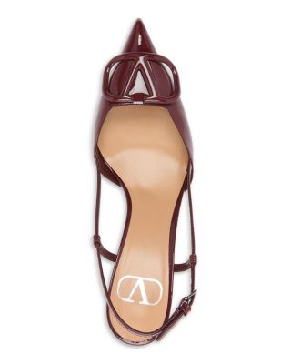 Women's VLogo Patent Leather Pointed Slingback Pumps