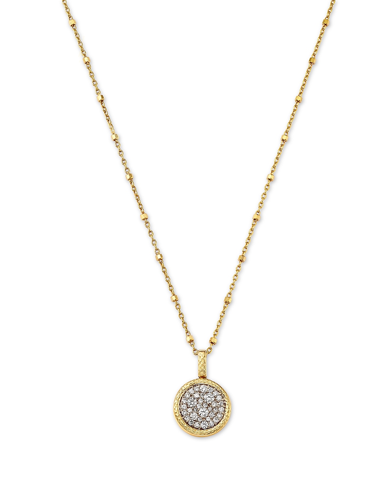 Bloomingdale's Fine Collection Diamond Pave Medallion Pendant Necklace Set In 14k Yellow Gold, 0.30 Ct. T. W.