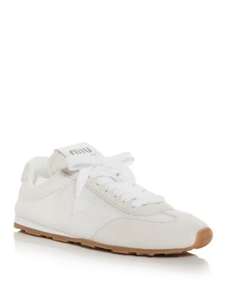 25SS Miu Miu PLUME レースアップ スクエアトゥ ロゴ スニーカー Miu Miu Women's Plume Logo Sneakers | Bloomingdale's