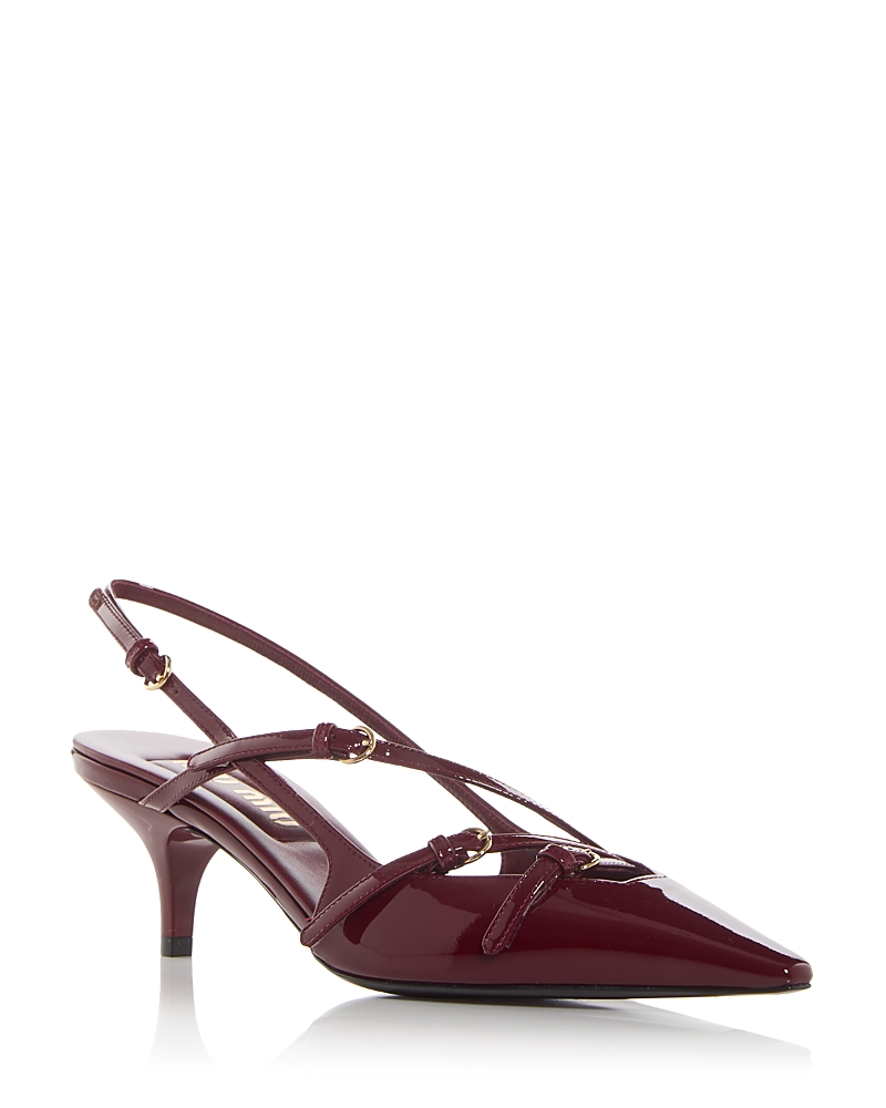 Miu Miu Slingback Deep Purple In Patent Leather With Buckles In Purple