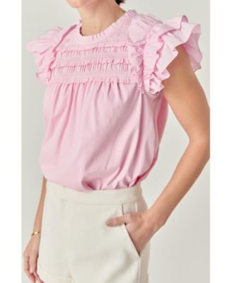 Women's Mix Media Ruffle Top