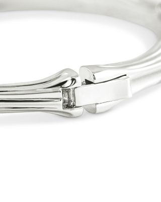 Pav&eacute; Bamboo Bangle Bracelet in Sterling Silver 