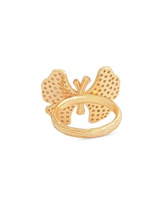 Pav&eacute; Butterfly Cocktail Ring in 18K Gold Plated