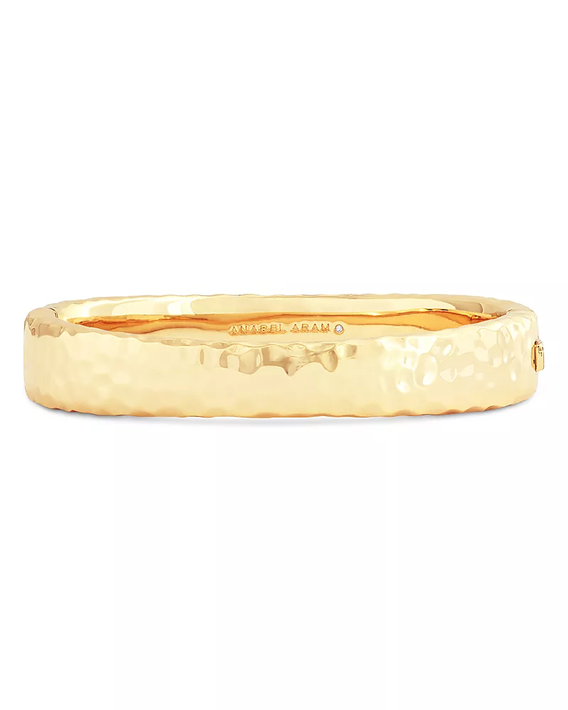 Anabel Aram Farrier 18K Yellow Gold Plated or Sterling Silver Wide Hinged Bangle Bracelet