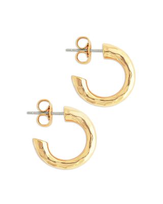 Farrier 18K Yellow Gold Plated Huggie Hoops, 0.7" diameter 