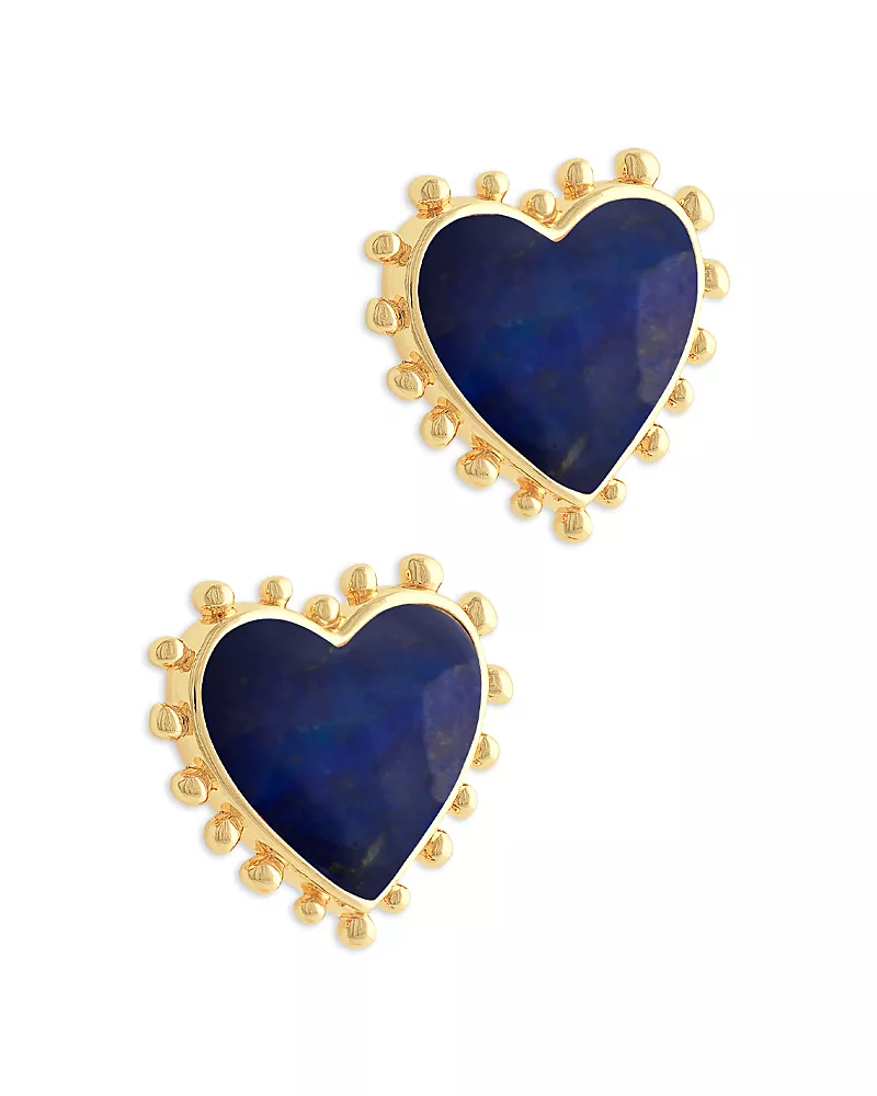 Anabel Aram Heart Lapis & 18K Yellow Gold Plated Stud Earrings, 0.5L