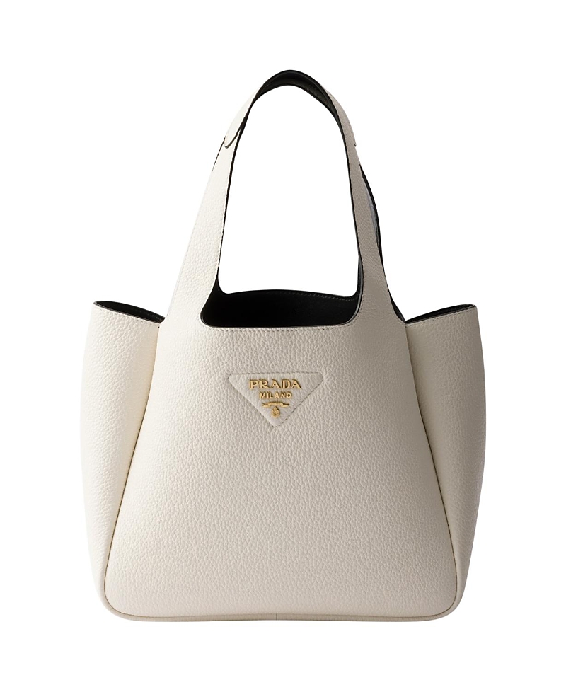 Shop Prada Small Leather Tote Bag In White