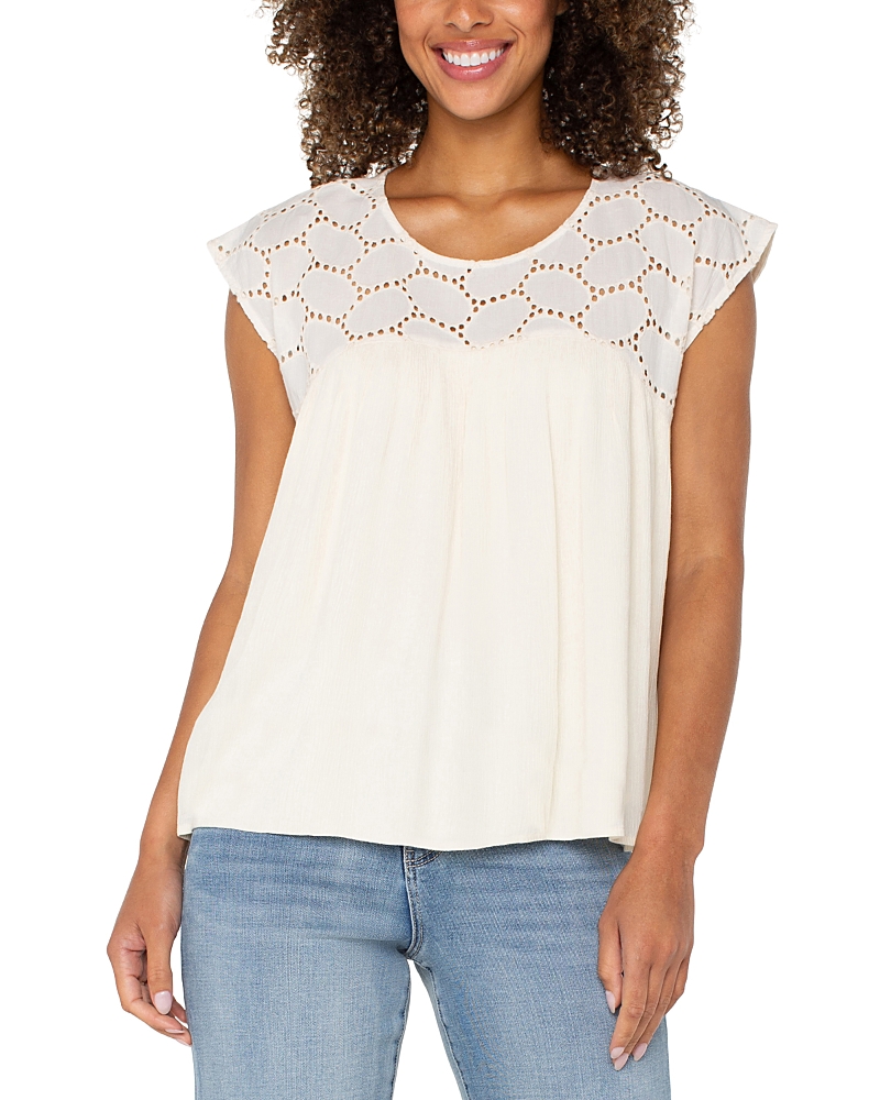 Liverpool Los Angeles Dolman Sleeve Cotton Eyelet Top