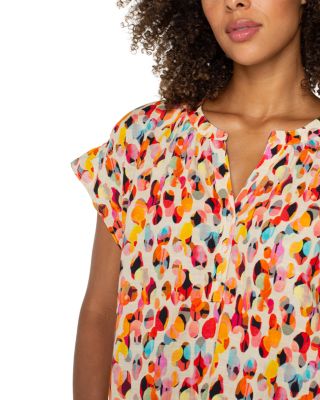 Printed Dolman Sleeve Popover Blouse