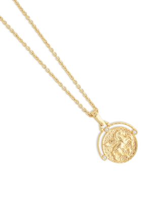 Pav&eacute; Pegasus Coin Pendant Necklace, 16"-17" 