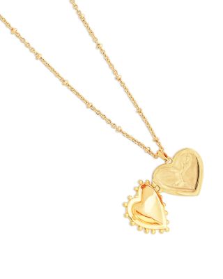 Large Heart Locket Pendant Necklace, 16"-17"