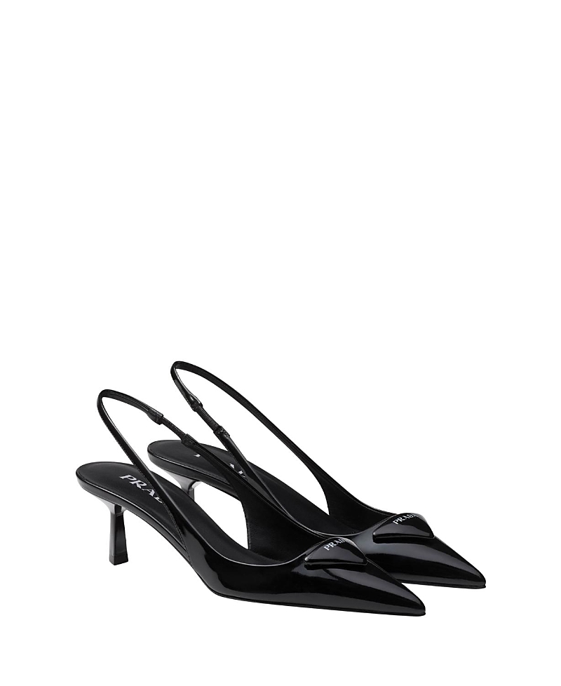 Prada Modellerie Pointed Toe Slingback Pump In Black