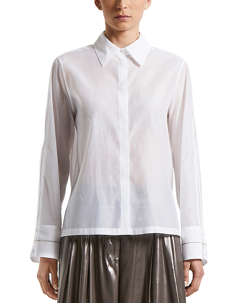 Shop Peserico Hidden Placket Long Sleeve Shirt