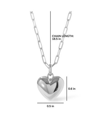 Puffed Heart Lev Silver Necklace