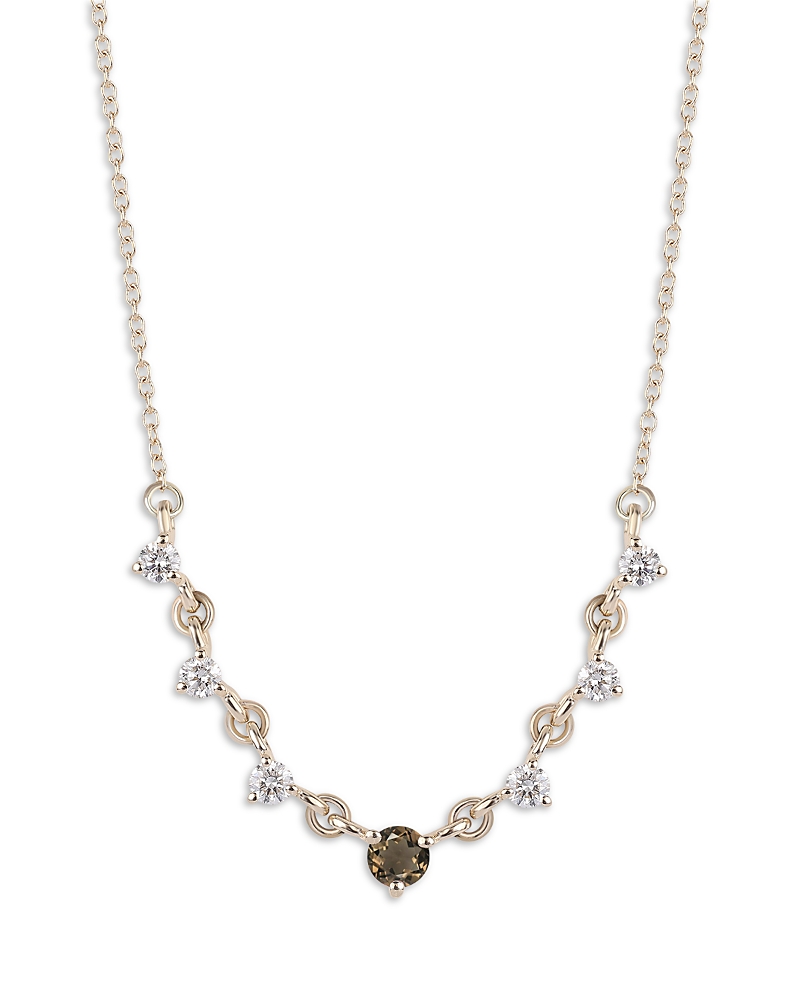 Moon & Meadow 14k Yellow Gold Diamond & Smoke Quartz Necklace, 16-20
